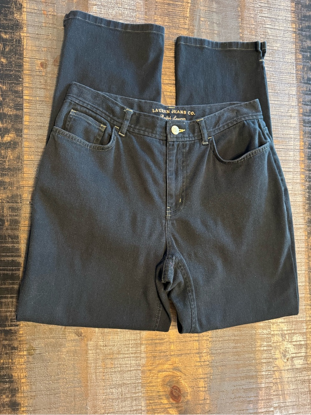 Lauren Jeans Company Black Jeans with Gold Metallic Threading Size 4